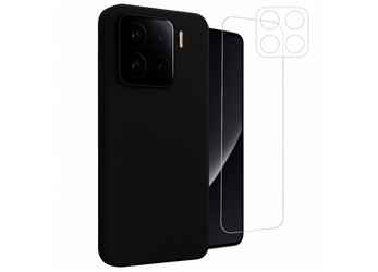 Etui do Xiaomi 15 czarne + Szkło na ekran + Szkło na aparat