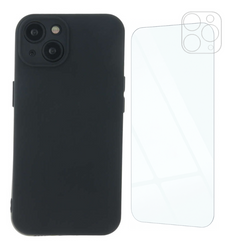 Etui do iPhone 15 Pro Max czarne + Szkło na ekran + Szkło na aparat