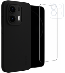 Etui do Oppo Reno 13 Pro czarne + Szkło na ekran + Szkło na aparat